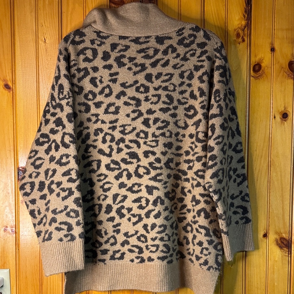 She + Sky from Anthropologie Tan Leopard Print Cowl Neck Sweater - Picture 6 of 6